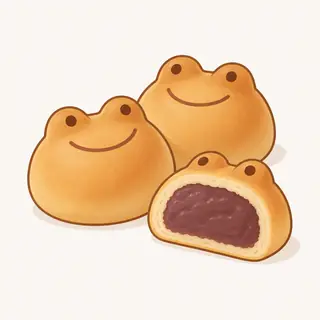 カエルまんじゅうの特徴を描いたイラスト