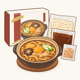 味噌煮込うどんの特徴を描いたイラスト