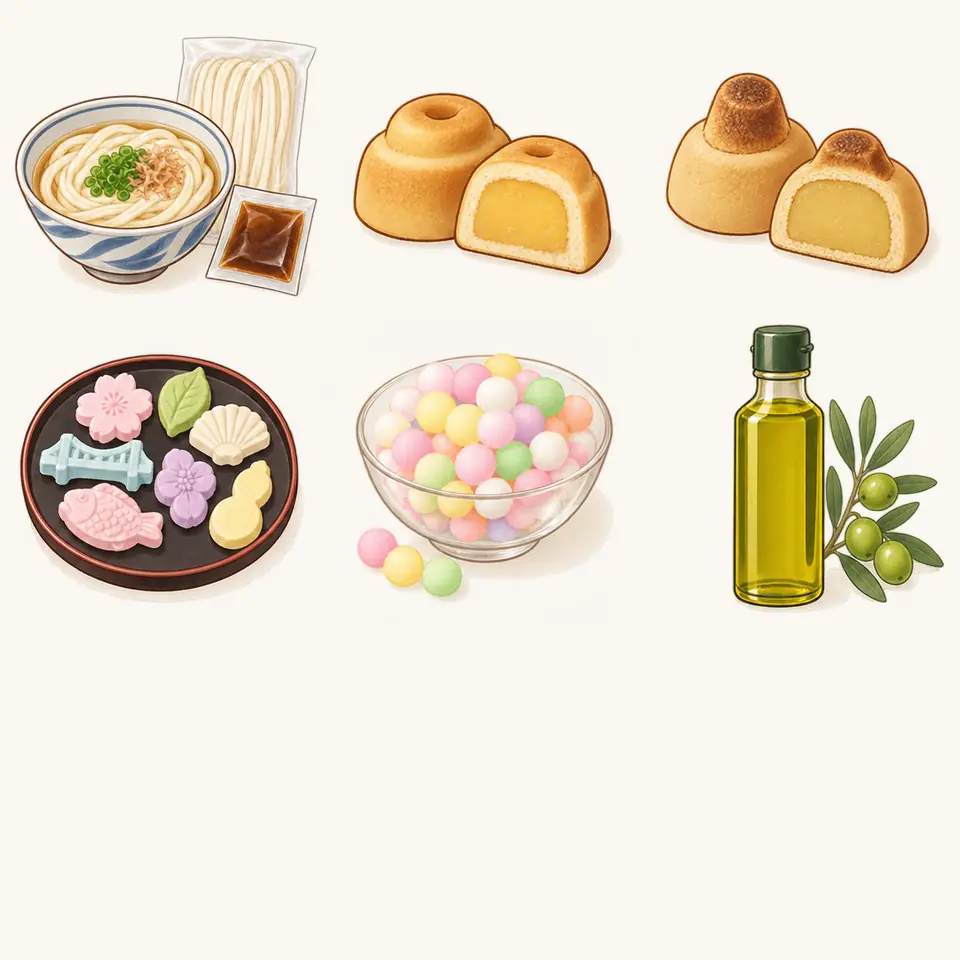 名物かまどの特徴を描いたイラスト