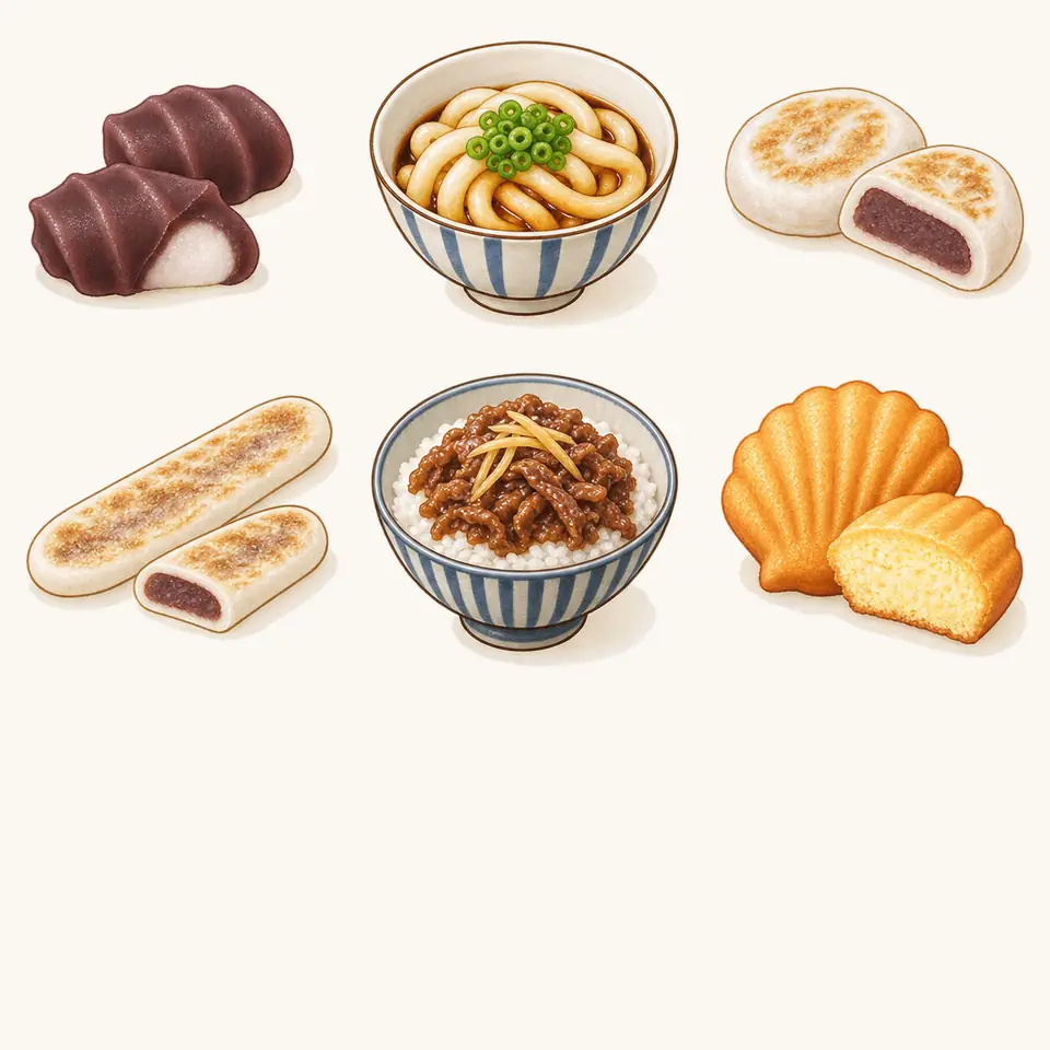 赤福餅の特徴を描いたイラスト