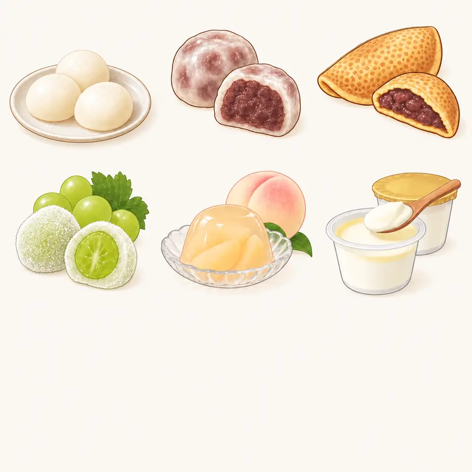 岡山白桃ゼリーの特徴を描いたイラスト