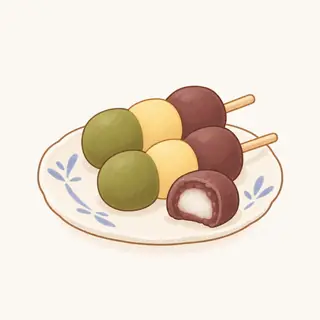 坊っちゃん団子の特徴を描いたイラスト